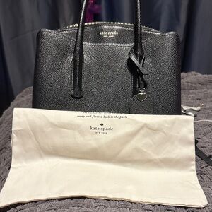 Kate Spade Black Leather Satchel with Heart Charm